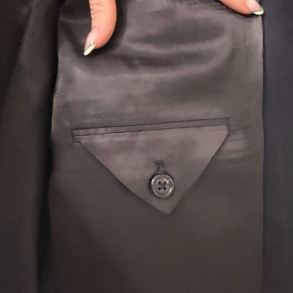 VTG Burberry's 100% Pure Italian Wool Pinstripe Blazer - Black/Blue - Picture 4 of 11